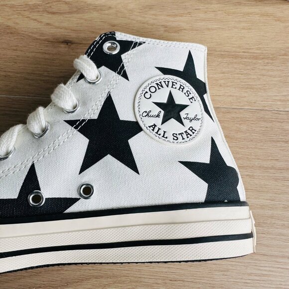 ⭐Converse Chuck Taylor Large Stars Hi Sz 8 Women's Shoes Sneakers Ivory A09898F - Picture 6 of 9